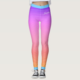 Name auf rosa und orangefarbene Farbe Texturdruck Leggings