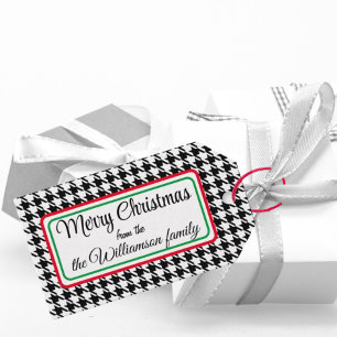 Name auf Schwarz-Weiß-Hahnentrittmuster 10 Geschenkanhänger