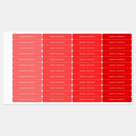 Name auf Tomato Red Adhesive Etiketten (Blatt)