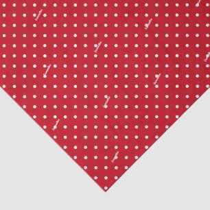 Name auf trendigem Rot-Weiß-Polka-Dots Seidenpapier