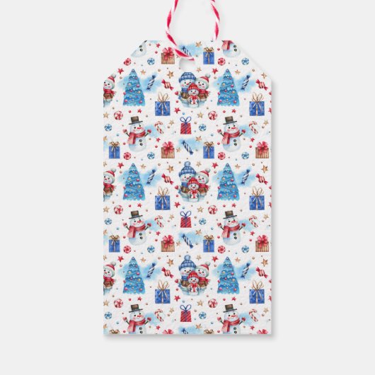 Name auf Whimsical Retro Snowman Winter Geschenket Geschenkanhänger (Rückseite)