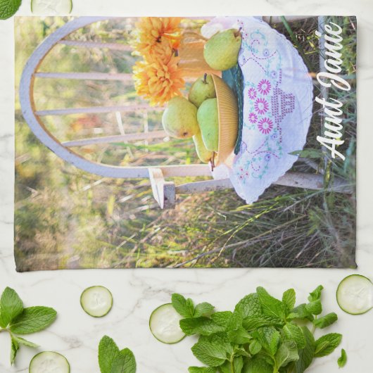 Name auf wunderschön farbig, Herbst dankbar 16x24 Geschirrtuch (Gefaltet)