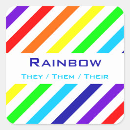 Name/Aufkleber für den weißen Regenbogen Quadratischer Aufkleber