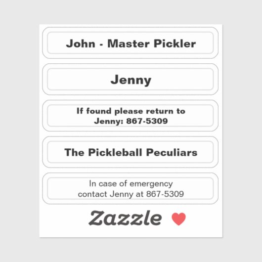 Name Aufkleber für die Spitze des Paddels in Pickl (Blatt)