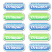 Name Aufkleber Set blau und grün (Vorderseite)