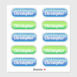 Name Aufkleber Set blau und grün