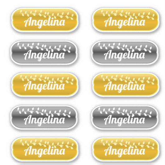 Name Aufkleber Set Gold und Silber (Vorderseite)
