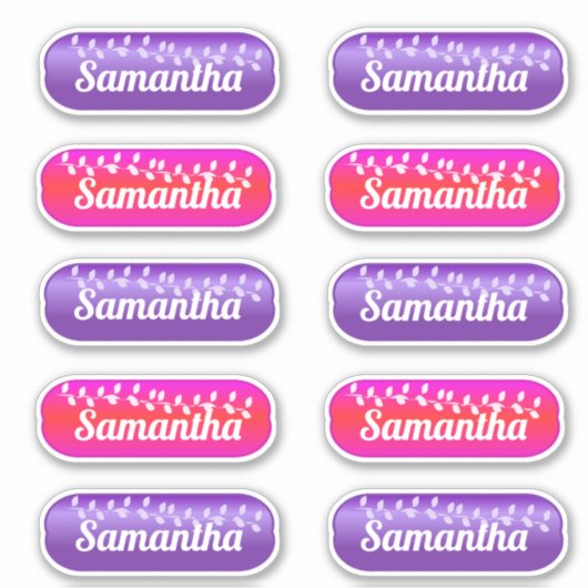 Name Aufkleber Set Magenta und Lila (Vorderseite)