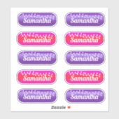 Name Aufkleber Set Magenta und Lila (Blatt)