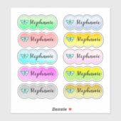 Name Aufkleber Set Mehrfarbigkeit mit Schmetterlin (Blatt)