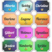 Name Aufkleber Set Schöne Farben mit Niedlichem Ge (Vorderseite)