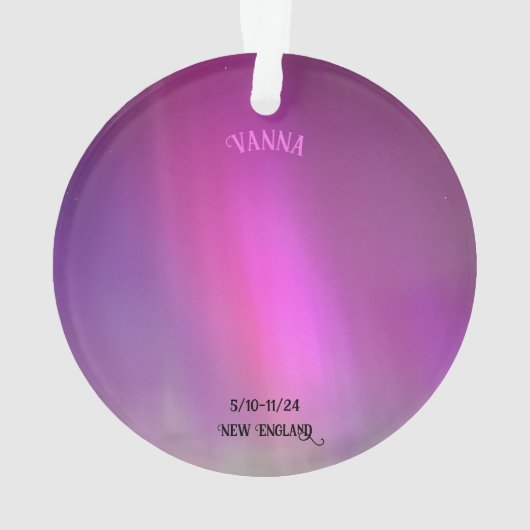 Name Aurora Borealis Datum Akryler Ornament (Rückseite)
