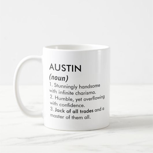 Name Austin, Bearbeitbarer Name, Benutzerdefiniert Kaffeetasse (Links)