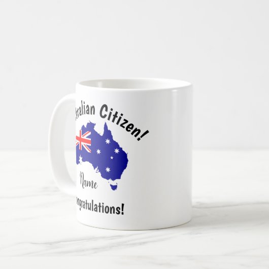 NAME Australische Staatsbürgerschaft Herzlichen Gl Kaffeetasse (Vorderseite Links)