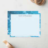 Name || Azure Blue Abstract Painting Frame Mitteilungskarte (Vorderseite/Rückseite Beispiel)
