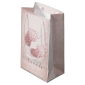 Name Baby Feet Rose Gold Baby Dusche Pink Girl Kleine Geschenktüte (Vorderseite Schrägansicht)