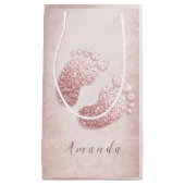 Name Baby Feet Rose Gold Baby Dusche Pink Girl Kleine Geschenktüte (Vorderseite)