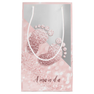 Name Baby Feet Rose Gold Baby Dusche Rosa Silber Kleine Geschenktüte