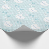 Name-Baby-Jungen-Herz-Gingham-Papier Geschenkpapier (Ecke)