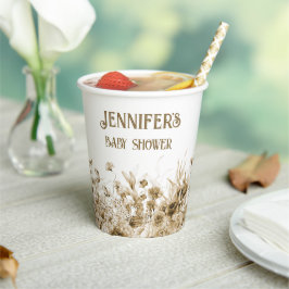 Name, Babydusche, Extra-Text, Blumenstrauß 8oz Pappbecher