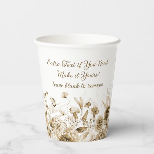 Name, Babydusche, Extra-Text, Blumenstrauß 8oz Pappbecher (Rückseite)