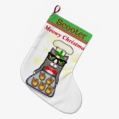 Name-Backen-Katzen-WeihnachtsStrumpf Großer Weihnachtsstrumpf (Vorderansicht (hängend))