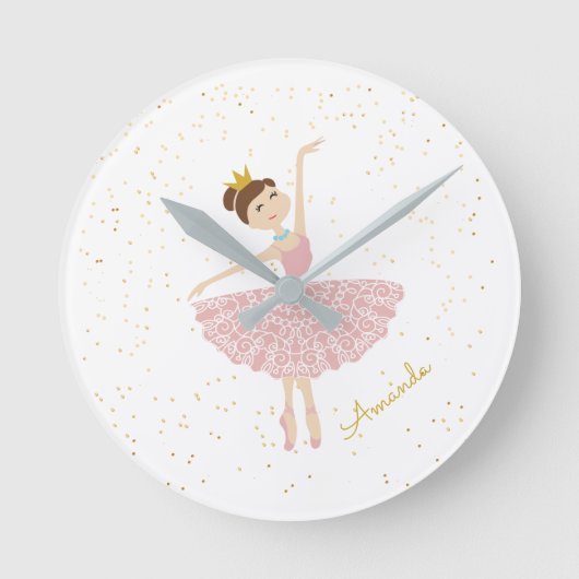 name ballerina personalize round clock runde wanduhr (Vorderseite)