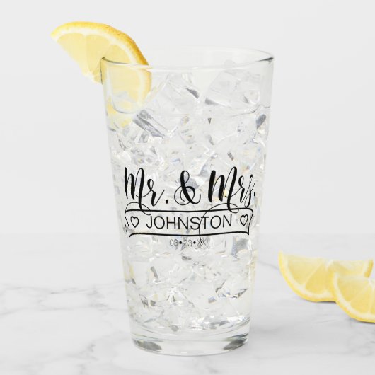 Name Banner Mr & Mrs ID668 Glas (Vorderseite Ice)