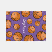 Name-Basketball lila Fleecedecke (Vorderseite (Horizontal))