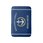 Name Beach House Anchor Gold Laurel Marine Badematte (Vorderseite Vertikal)
