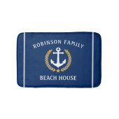 Name Beach House Anchor Gold Laurel Marine Badematte (Vorderseite)