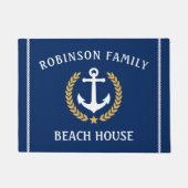 Name Beach House Anchor Gold Laurel Marine Fußmatte (Vorderseite)