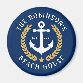 Name Beach House Anchor Gold Laurel Marine Magnet (Vorne)