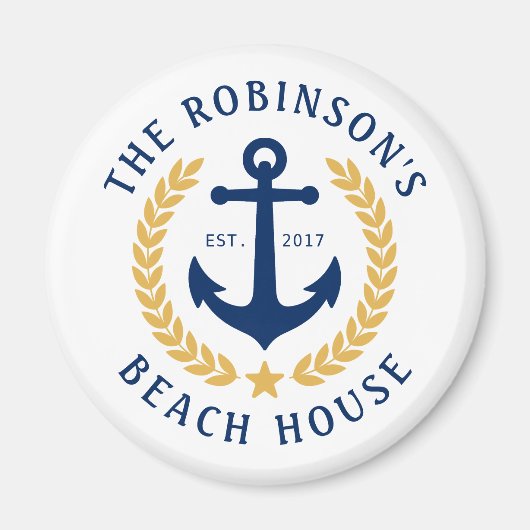 Name Beach House Anchor Gold Laurel Star Magnet (Vorne)