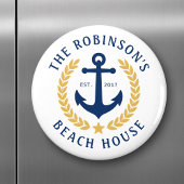 Name Beach House Anchor Gold Laurel Star Magnet