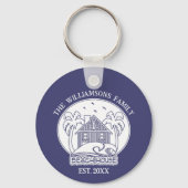 Name Beach House Anchor Nautical Blue White Schlüsselanhänger (Vorderseite)