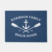 Name Beach House Nautic Anchor Oars Navy Fußmatte (Vorderseite)