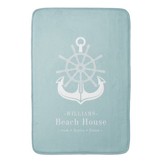 Name Beach House Nautical Anchor Badematte (Vorderseite Vertikal)