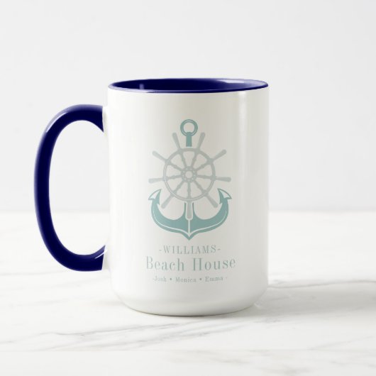 Name Beach House Nautical Anchor Tasse (Links)