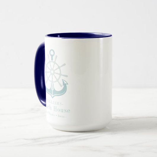 Name Beach House Nautical Anchor Tasse (Vorderseite Links)
