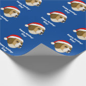Name Beagle in einer Weihnachtsmannmütze anpassen  Geschenkpapier (Ecke)