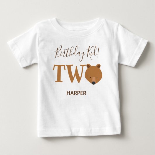 Name Bear Zwei. Geburtstag Baby T-shirt (Vorderseite)