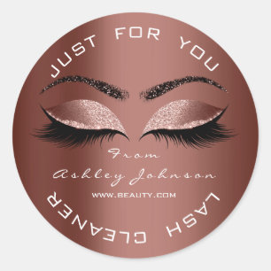 Name Beauty Lashes Eyes Rose Brown Copper Cleaner Runder Aufkleber