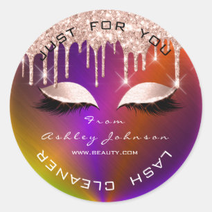 Name Beauty Lashes Tropfen Makeup Holograph Cleane Runder Aufkleber