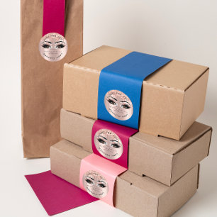 Name Beauty Lashes Tropfen Pink Gold Lashes Reinig Runder Aufkleber