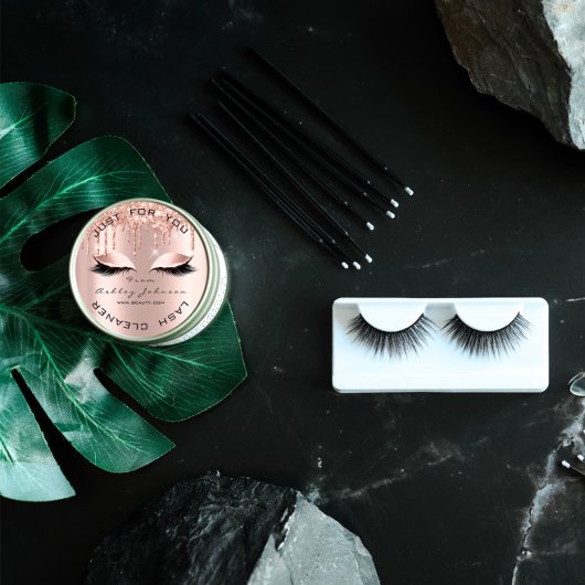 Name Beauty Lshes Tropfen Pink Gold Lashes Cleaner Runder Aufkleber