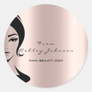 Name Beauty Lshes Tropfens Pink Gold Lashes Vintag Runder Aufkleber