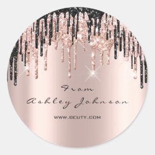 Name Beauty Rose Black Tropfens Web Vielen Dank Runder Aufkleber