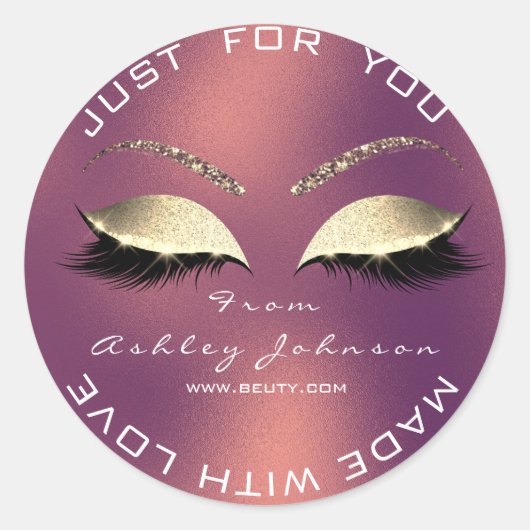 Name Beauty Salon Glitzer Kupfer Rose Vielen Dank Runder Aufkleber (Vorderseite)