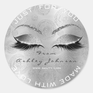 Name Beauty Salon Glitzer Silver Gray Vielen Dank Runder Aufkleber